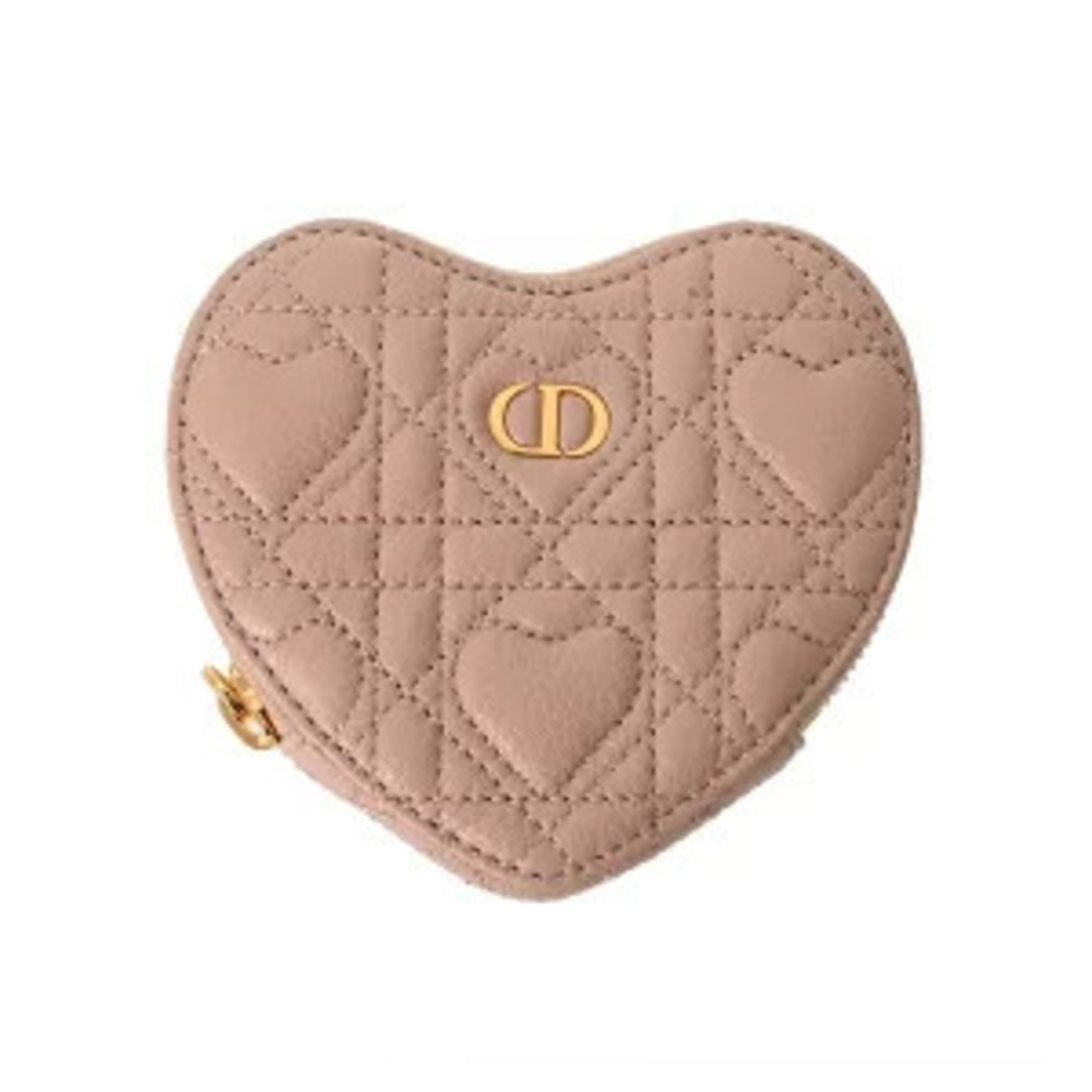 Christian Dior amour Caro Chain Heart Pouch Clutch Pink Calfskin